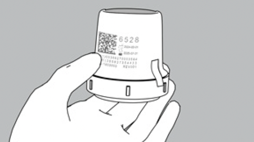 easy to find 4-digit code, accessible by QR code on the side.