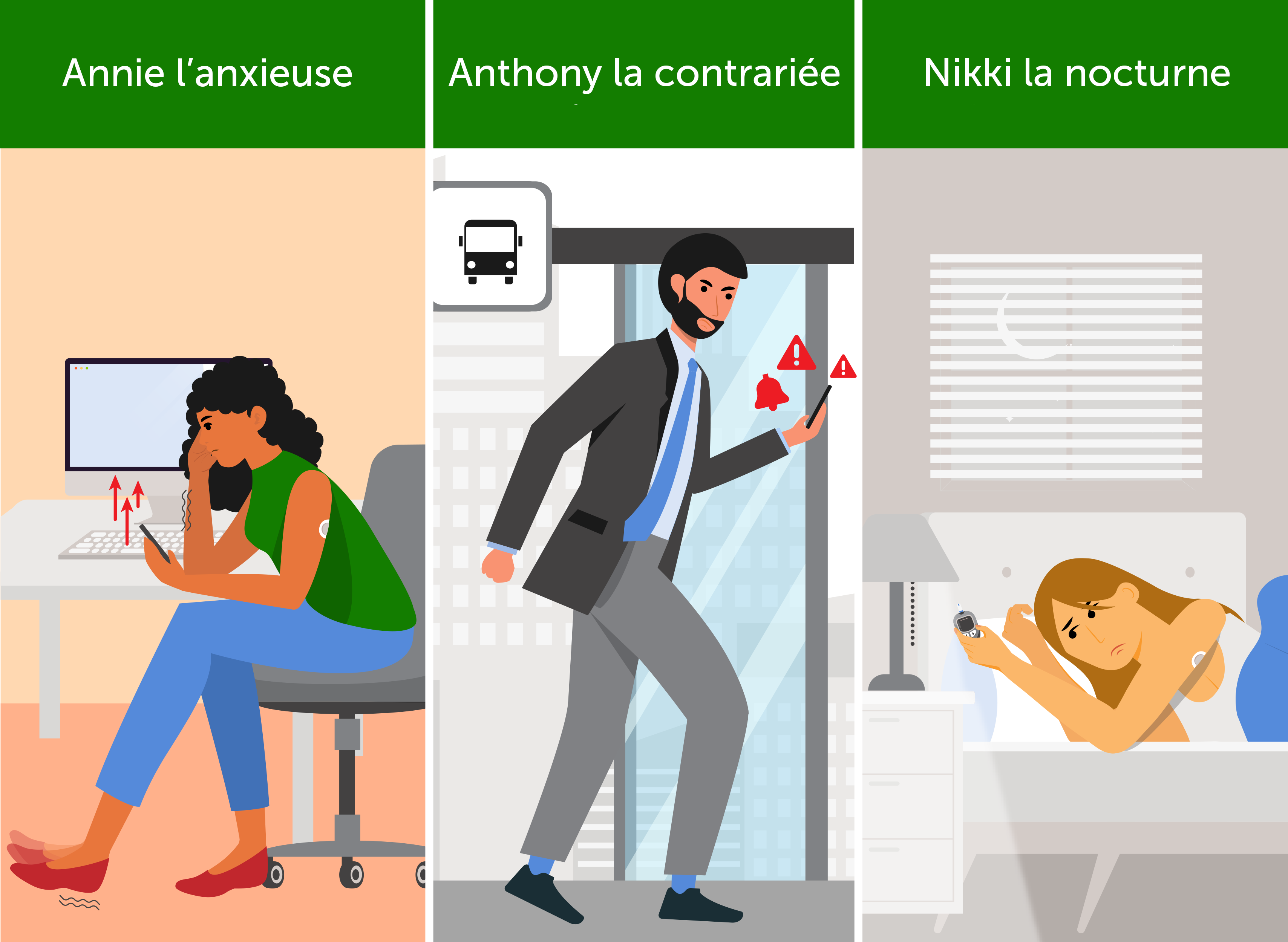 Trois utilisateurs Dexcom ayant trois besoins distincts pour le SCG Dexcom.